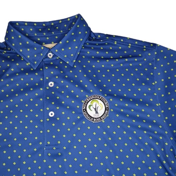 Donald Ross Mens Large Golf Polo Mill Creek Golf Course Blue With Tree Design - Picture 7 of 7